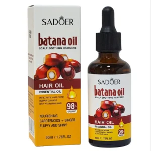 ACEITE PARA EL CABELLO DE ACEITE DE BATANA, CAROTENOIDES Y JENGIBRE, DA BRILLO PARA CABELLO SECO Y MARCADO, HIDRATA Y NUTRE CAPA POR CAPA SADOER BATANA OIL 50ML