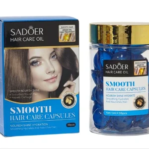 AMPOLLAS  PARA EL CABELLO EN CAPSULAS LISO DE ACEITE DE ARGAN Y OLIVA DA BRILLO, SUAVIZA, HIDRATA Y NUTRE EL CABELLO, NO ACEITOSO, FACIL DE ABSORBER, PENETRA EL NUCLEO DEL CABELLO SADOER HAIR CARE OIL SMOOTH 1MLX30