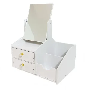 ESTANTE ORGANIZADOR DE COSMETICOS, MAQUILLAJE O JOYERIA COLOR BLANCO 29X20X14CM
