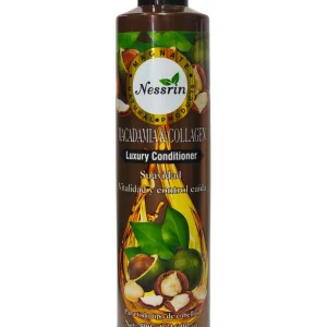 ACONDICIONADOR PARA EL CABELLO PREMIUM DE MACADAMIA Y COLAGENO, DA SUAVIDAD, VITALIDAD Y AYUDA AL CONTROL DE CAIDA DEL CABELLO NESSRIN 500ML