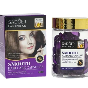 AMPOLLAS PARA EL CABELLO EN CAPSULAS LISO DE ACEITE DE ARGAN Y LAVANDA, TRATAMIENTO DE TINTURA PARA CUIDADOS POSTERIORES AL TEÑIDO, NUTREN EL CABELLO CON COLOR, SUAVE, BRILLO Y SUAVIZANTE SADOER HAIR CARE OIL SMOOTH 1MLX30
