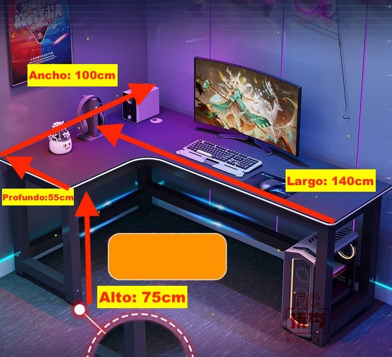 Escritorio Gamer De Esquina Melamina Izquierdo