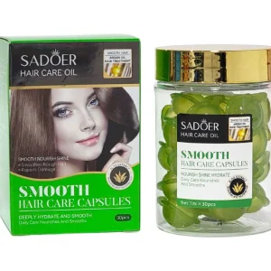 AMPOLLAS PARA EL CABELLO EN CAPSULAS LISO DE ACEITE DE ARGAN Y ALOE, HIDRATA Y SUAVIZA PROFUNDAMENTE, CUIDADO DIARIO NUTRE Y SUAVIZA, NO ACEITOSO, FACIL DE ABSORBER SADOER HAIER CARE OIL SMOOTH 1MLX30