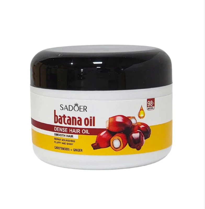 ACEITE PARA EL CABELLO DENSO DE ACEITE DE BATANA, CAROTENOIDES Y JENGIBRE, CABELLO ESPONJOSO, BRILLANTE Y LISO, HIDRATA Y NUTRE EL CABELLO SADOER BATANA OIL 100G