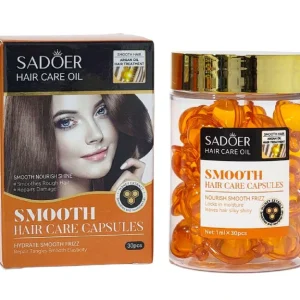 AMPOLLAS PARA EL CABELLO EN CAPSULAS LISO DE MIEL Y ACEITE DE ARGAN HIDRATA EL ENCRESPAMIENTO, SUAVIZA, REPARA LOS ENREDOS, DA ELASTICIDAD SUAVE Y BRILLO SADOER HAIR CARE OIL SMOOTH 1MLX30
