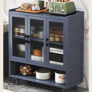 Alacena de bambú 100×31×103cm tres puertas