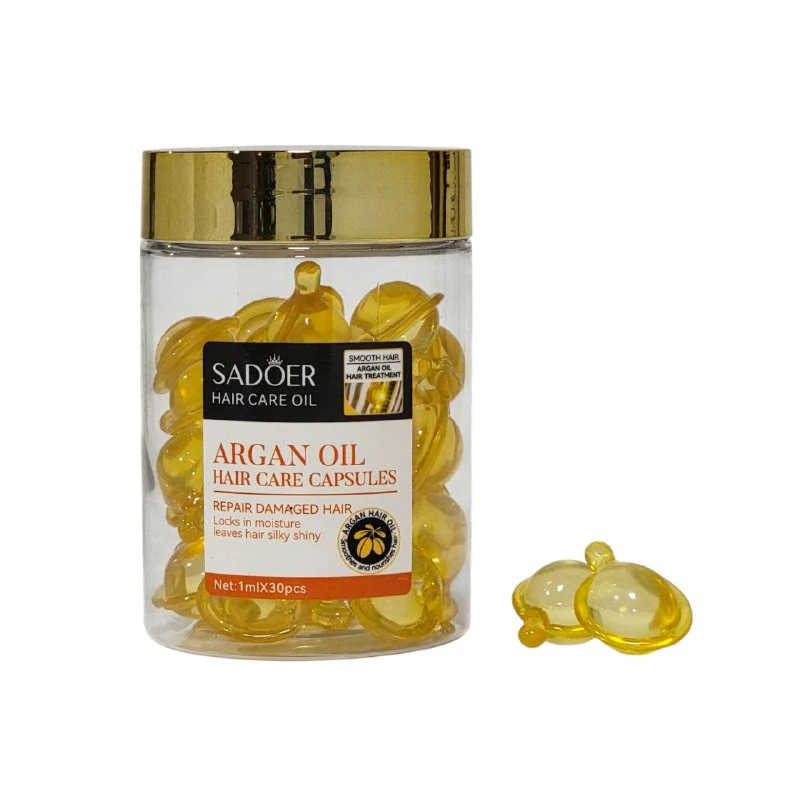 AMPOLLAS PARA EL CABELLO EN CAPSULAS LISO DE ACEITE DE ARGAN, REFRESCANTE Y GRASA CON TOQUE LIGERO QUE HIDRATA Y REPARA EL CABELLO SECO Y PUNTAS ABIERTAS SADOER 30UNDX1ML