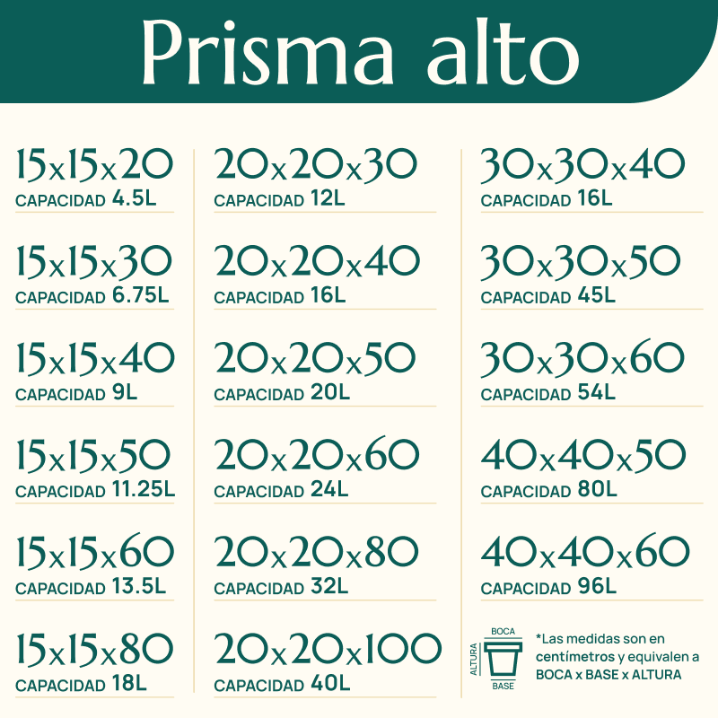 Maceta prisma alto fibrocemento